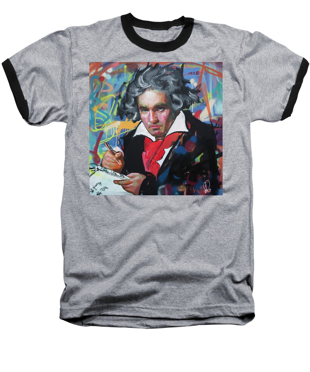 Ludwig Van Beethoven Baseball T-Shirt featuring the painting Ludwig van Beethoven by Richard Day