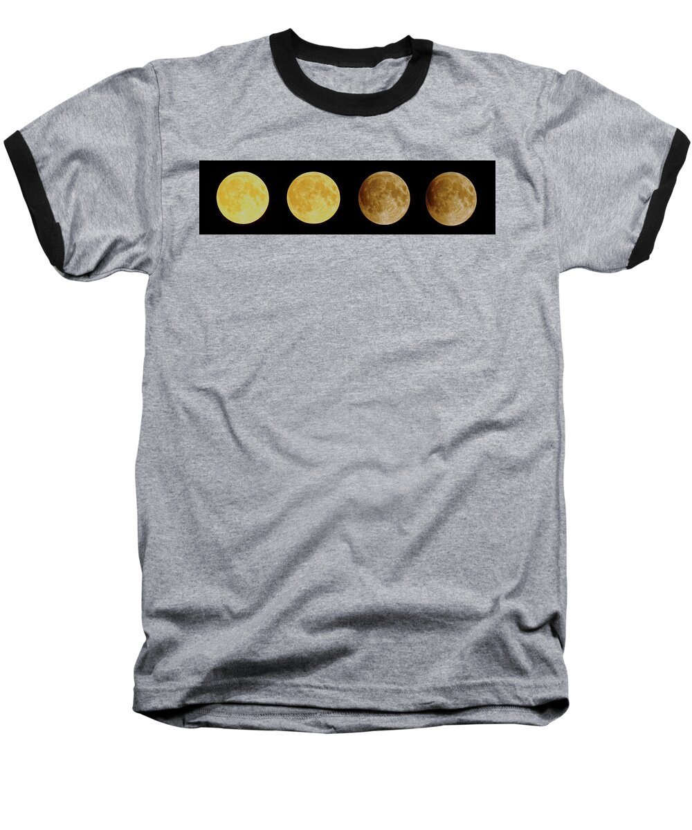 Moon Baseball T-Shirt featuring the photograph Lunar eclipse progression by Peter Ponzio