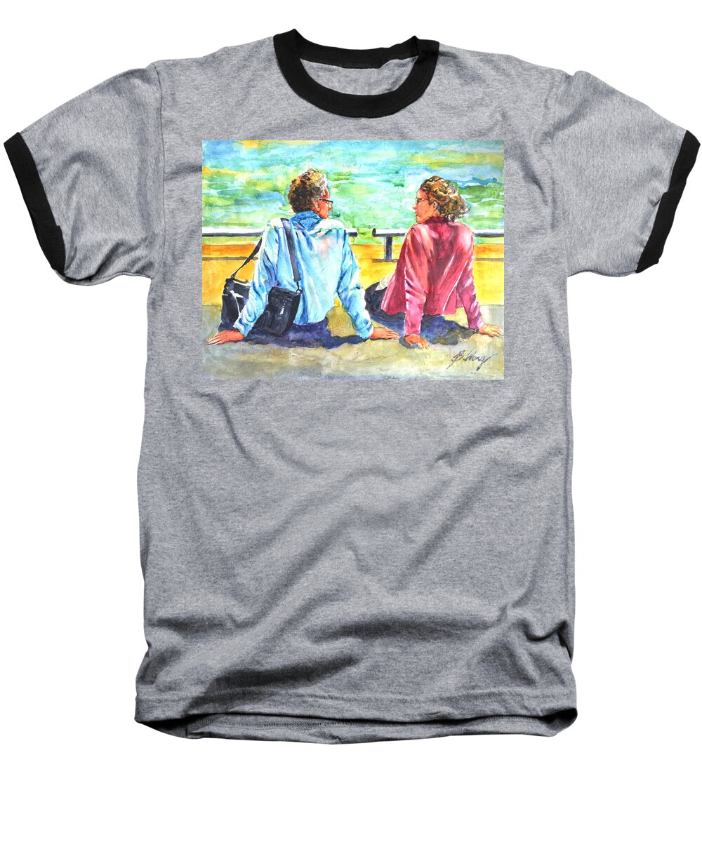 Watercolour Baseball T-Shirt featuring the painting Lunch Break by Betty M M Wong