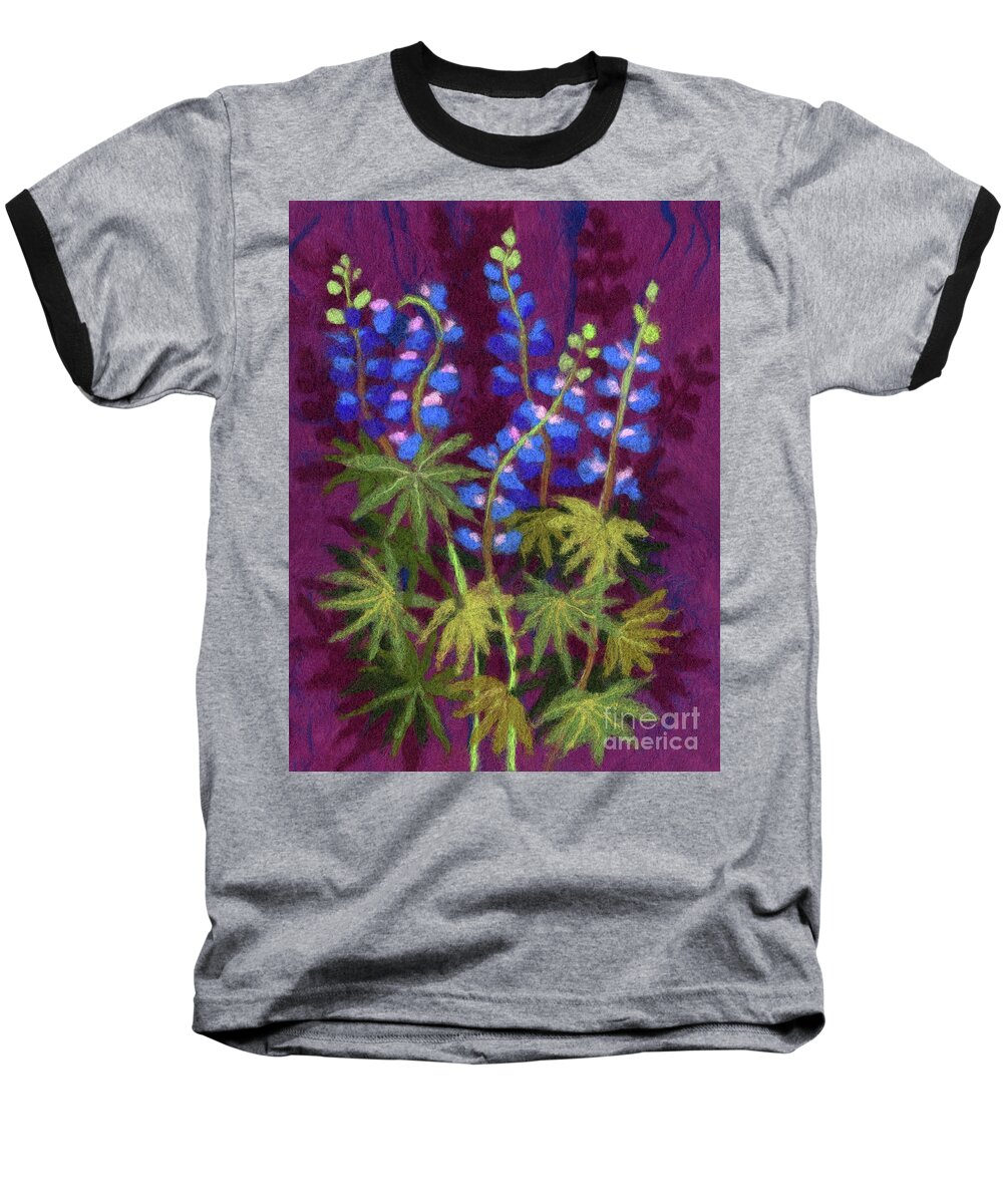 Lupine Baseball T-Shirt featuring the tapestry - textile Lupines by Julia Khoroshikh