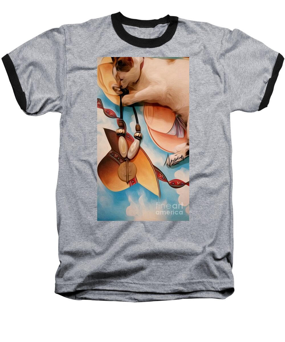 #fania Simon Baseball T-Shirt featuring the mixed media Ma Belle by Fania Simon