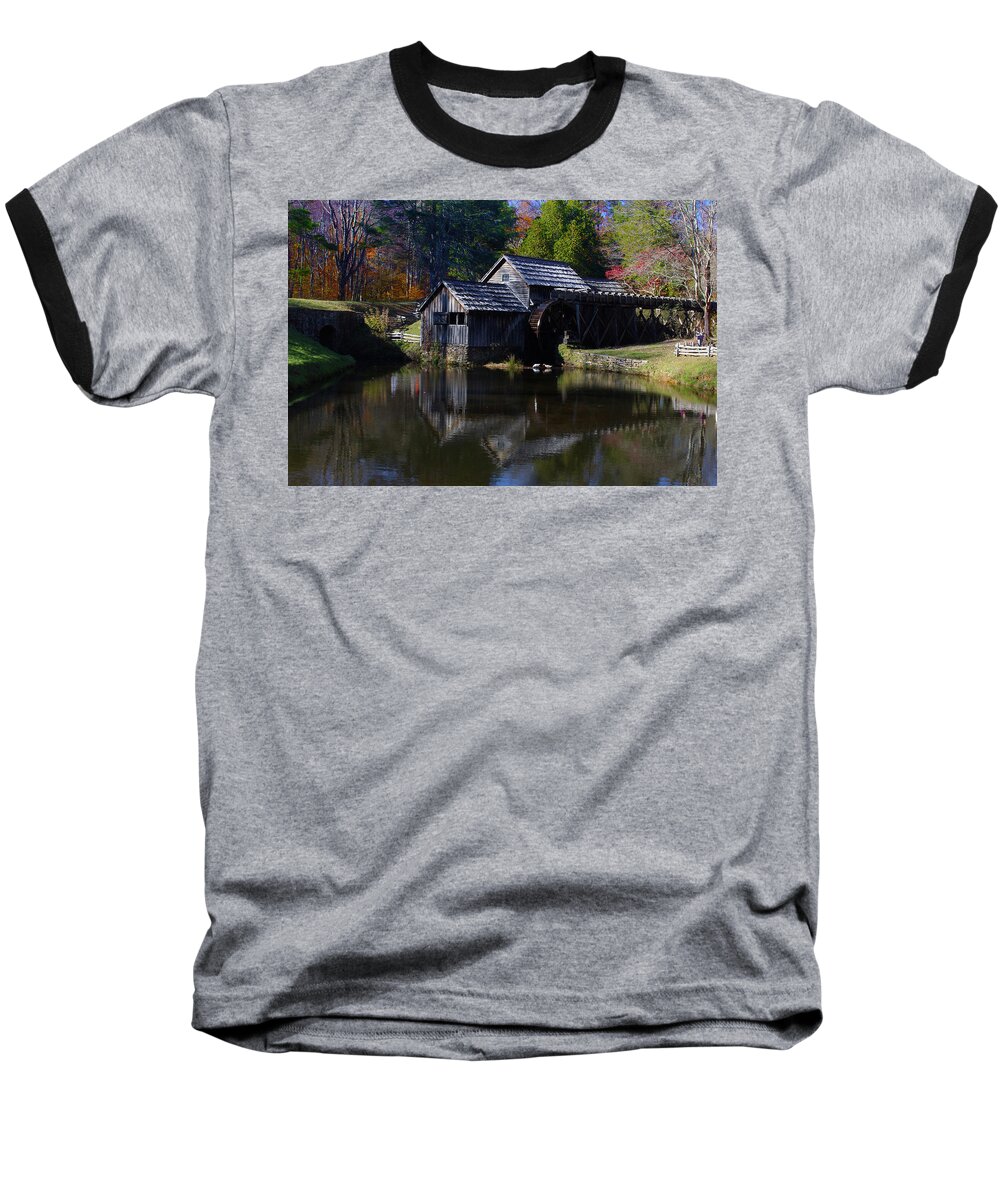 Mabry's Mill Baseball T-Shirt featuring the photograph Mabrys Mill on The Blue Ridge by M Three Photos