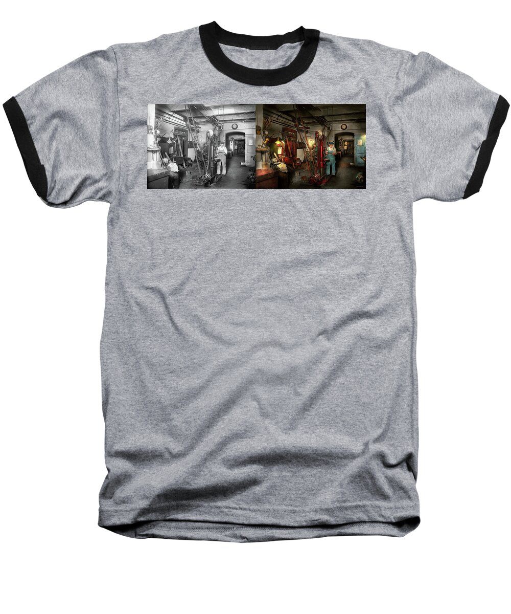 Machinist Baseball T-Shirt featuring the photograph Machinist - Government approved 1919 - Side by Side by Mike Savad
