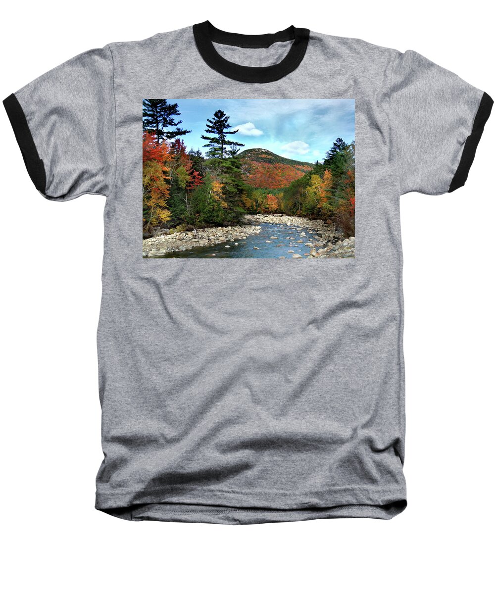 Autumn Baseball T-Shirt featuring the photograph Mad River by Welch and Dickey by Nancy Griswold