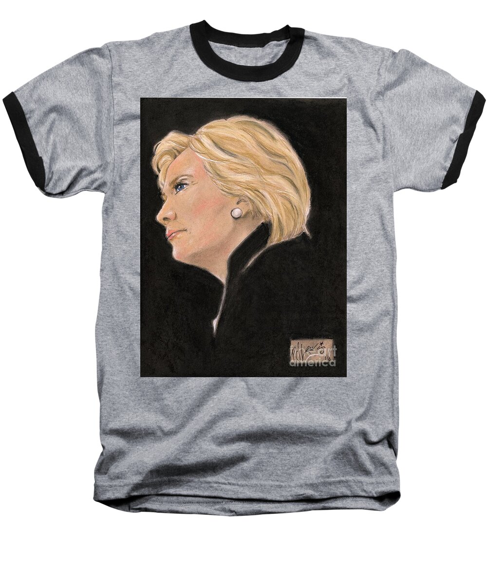 Hillary Clinton Baseball T-Shirt featuring the painting Madame President by PJ Lewis