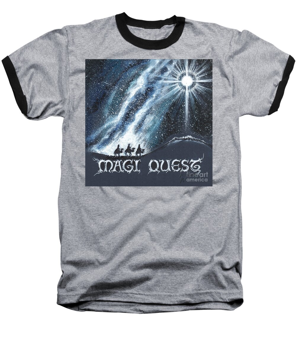 Magi Baseball T-Shirt featuring the drawing Magi Quest by Scott and Dixie Wiley