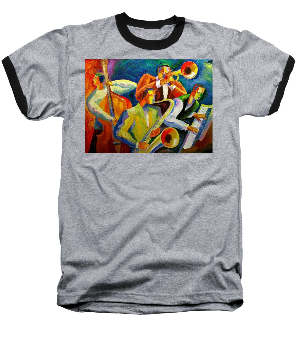 Jazz Baseball T-Shirt featuring the painting Magic Music by Leon Zernitsky