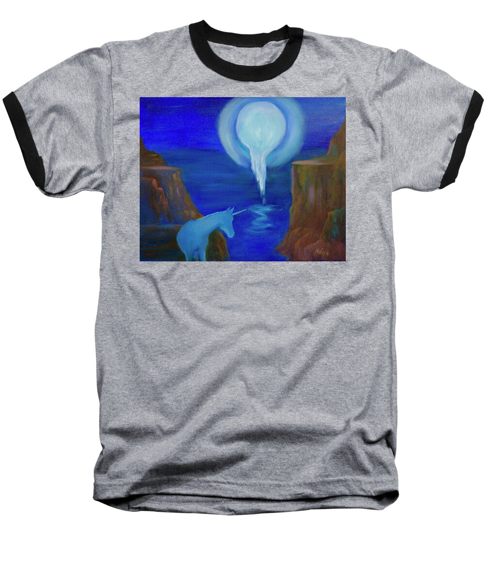 Moon Baseball T-Shirt featuring the painting Magical Azul by Nataya Crow