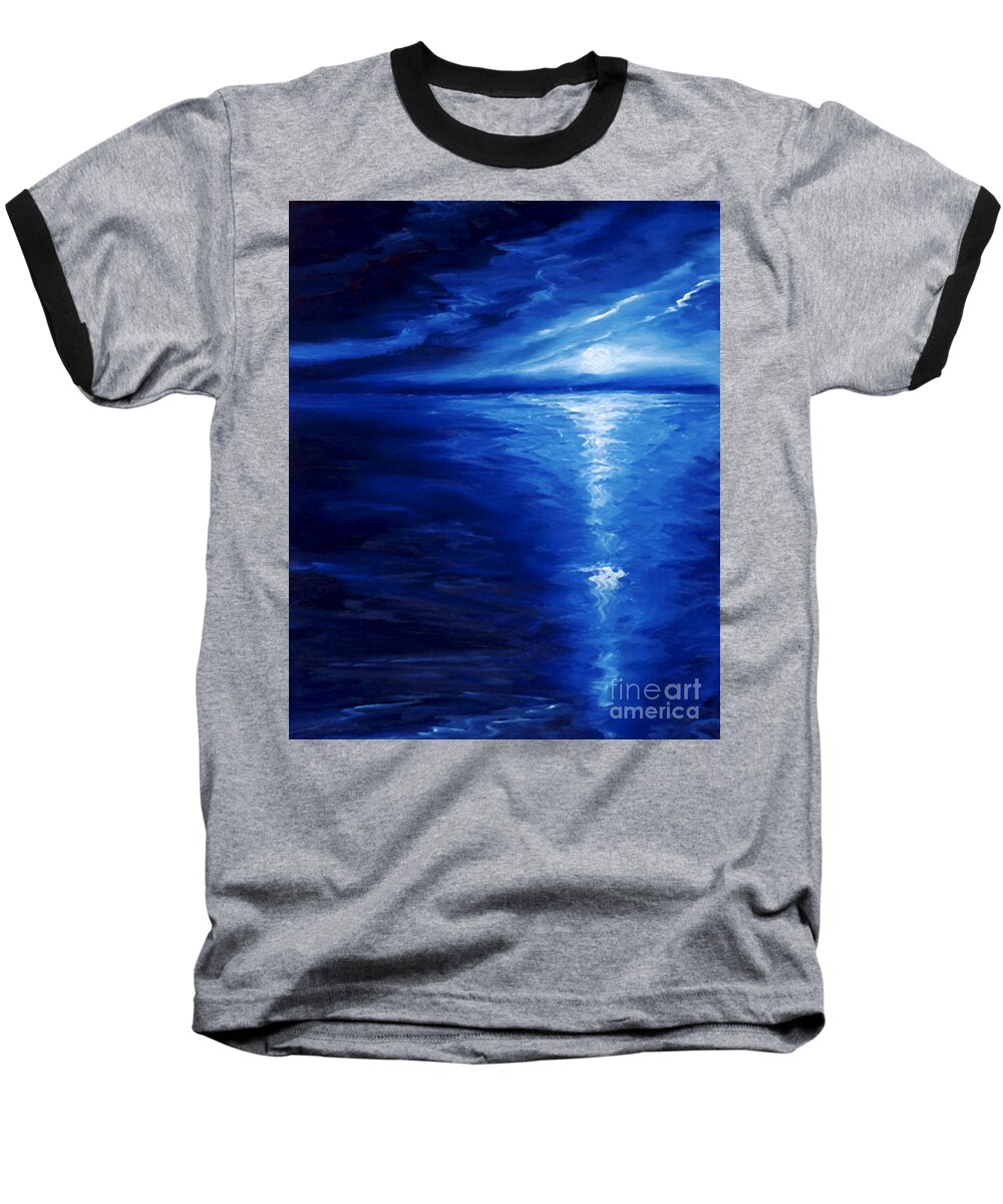 Blue Moon Baseball T-Shirt featuring the painting Magical Moonlight by James Hill