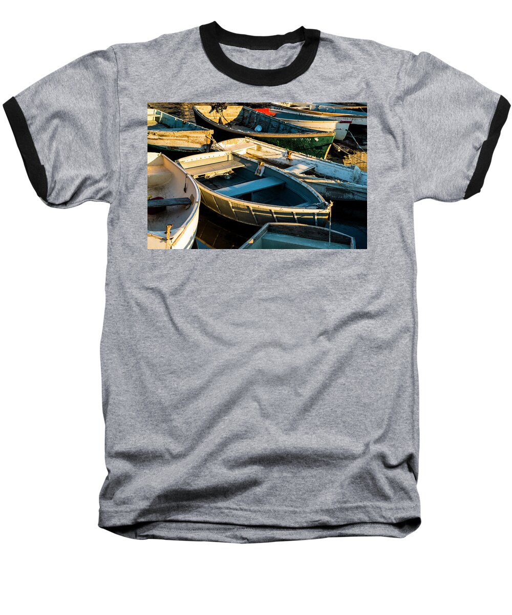 Maine Baseball T-Shirt featuring the photograph Maine Boats at Sunset by Ranjay Mitra