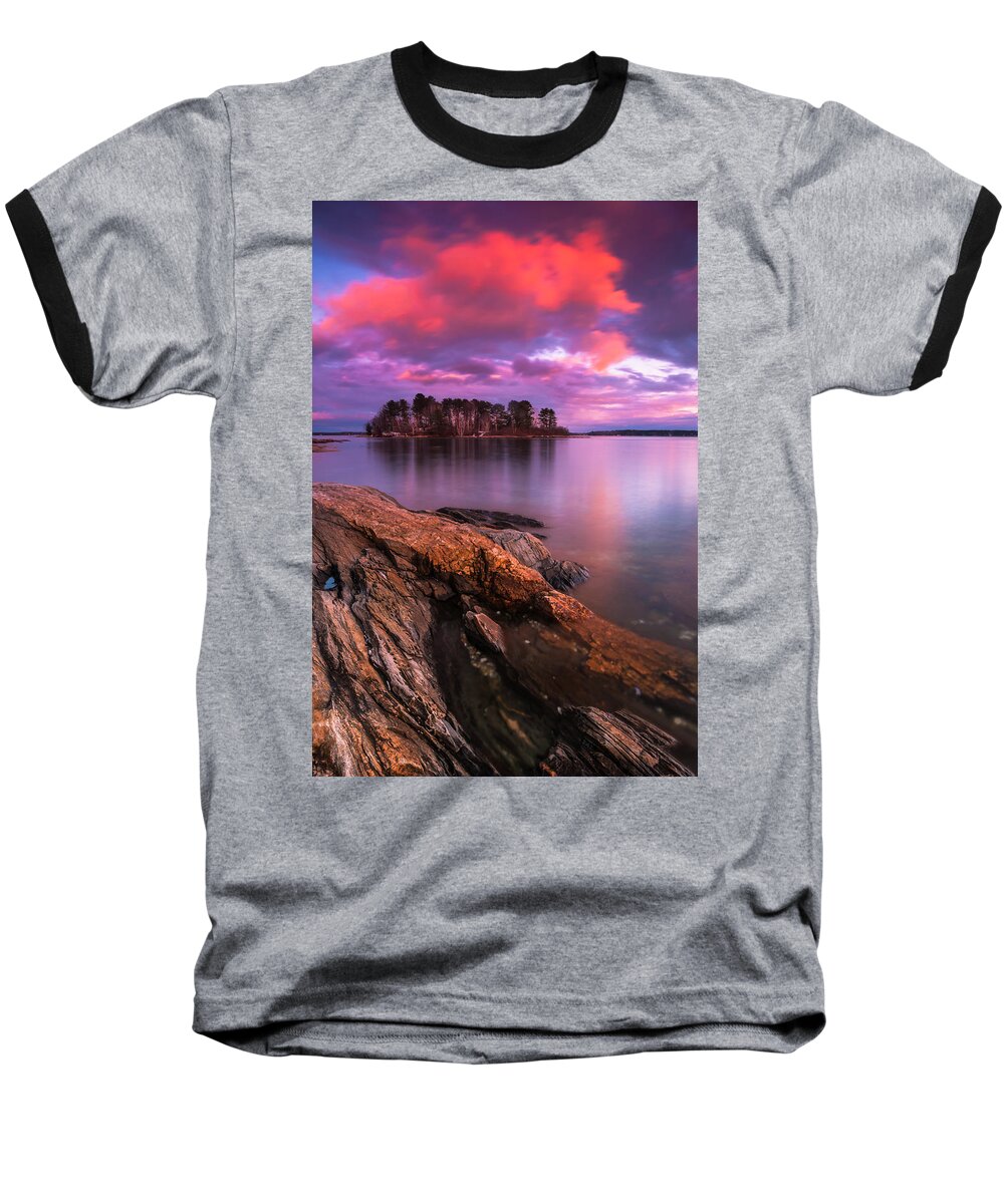 Maine Baseball T-Shirt featuring the photograph Maine Pound of Tea Island Sunset at Freeport by Ranjay Mitra