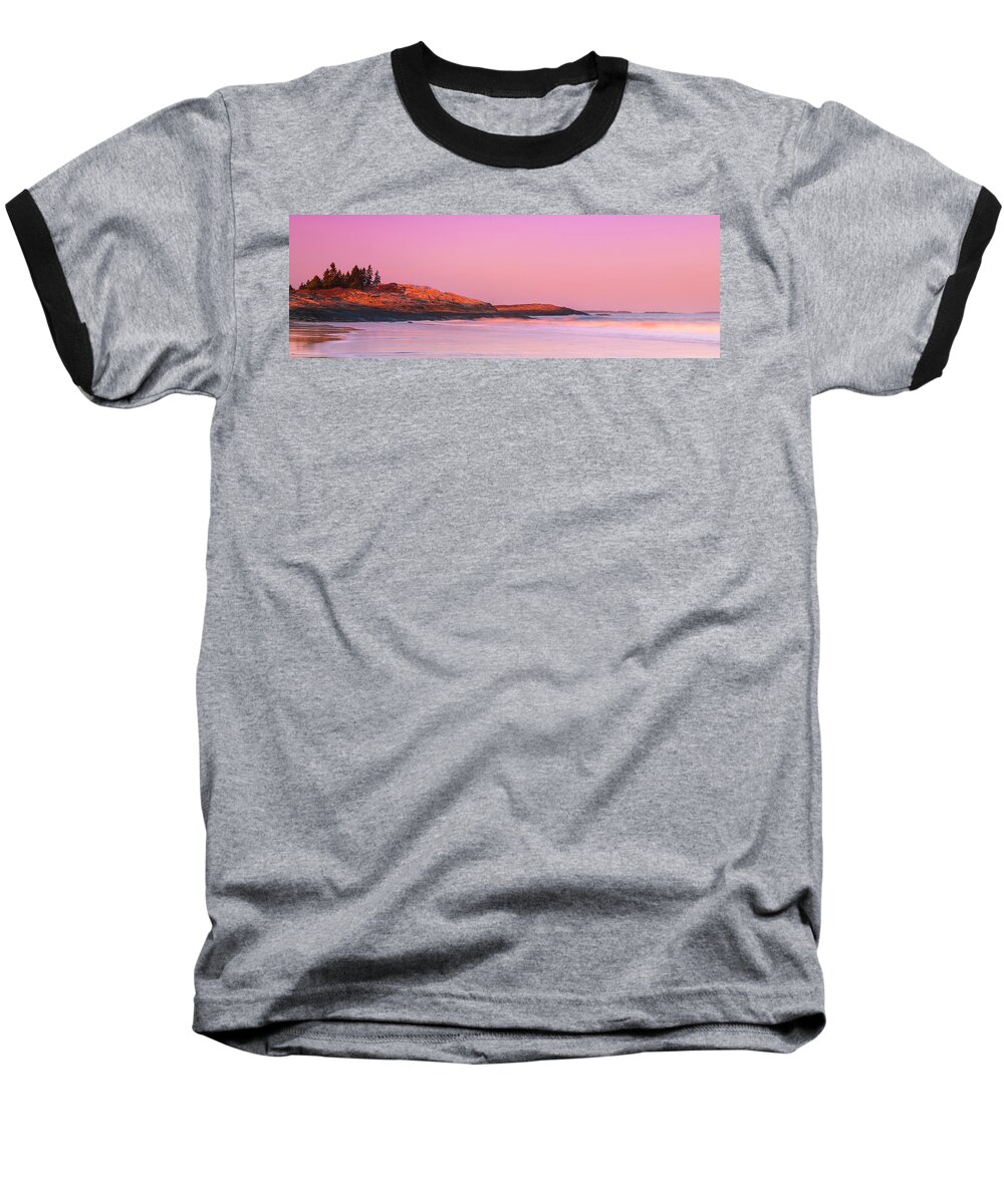 Sheepscot River Baseball T-Shirt featuring the photograph Maine Sheepscot River Bay with Cuckolds Lighthouse Sunset Panorama by Ranjay Mitra