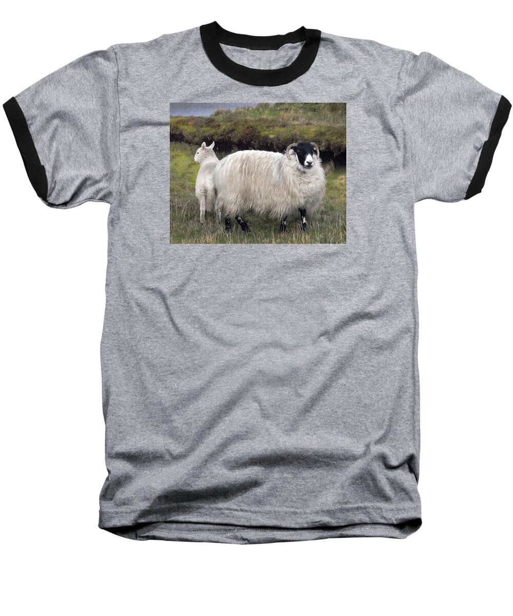 Sheep Baseball T-Shirt featuring the digital art Majestic Ram of Ireland by Vicki Lea Eggen
