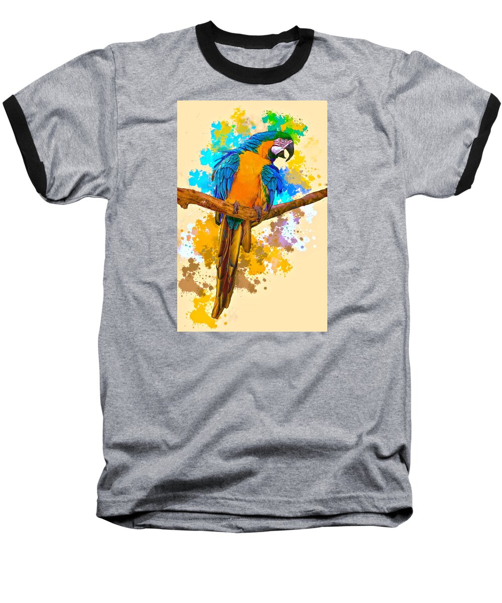 Macaw Baseball T-Shirt featuring the photograph Making a splash by Brian Tarr