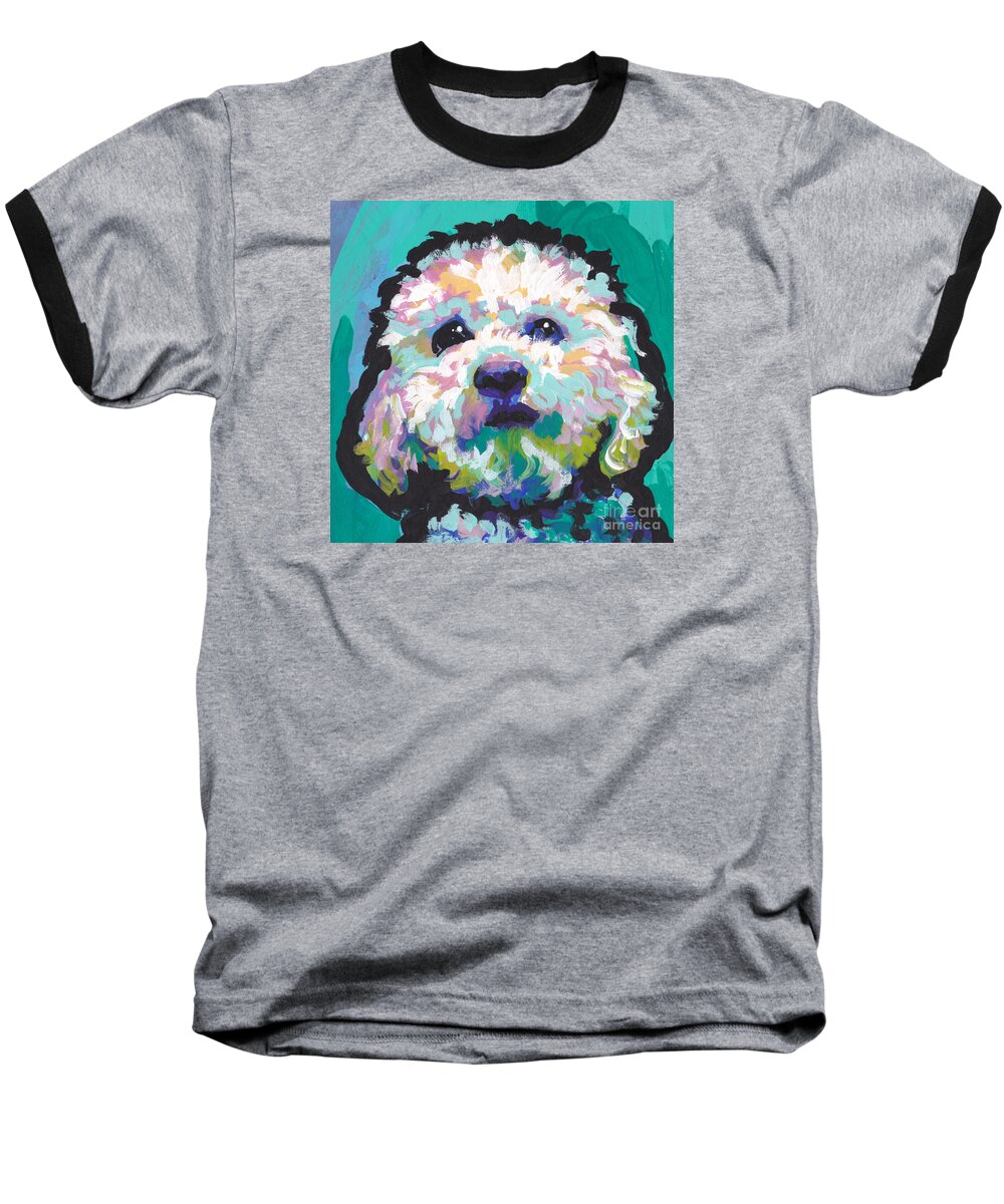 Maltipoo Baseball T-Shirt featuring the painting Malted Milky Poo by Lea S