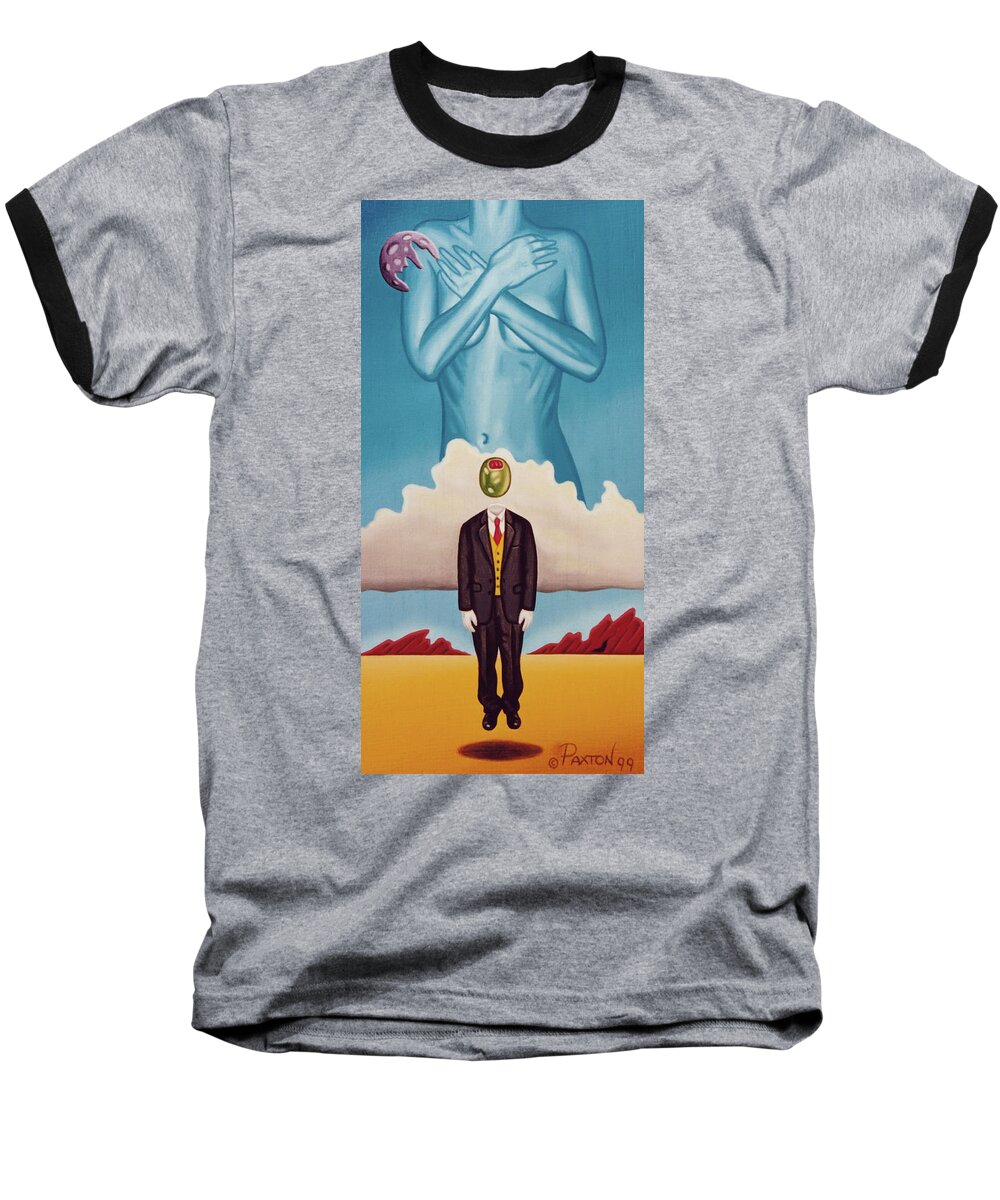  Baseball T-Shirt featuring the painting Man Dreaming of Woman by Paxton Mobley
