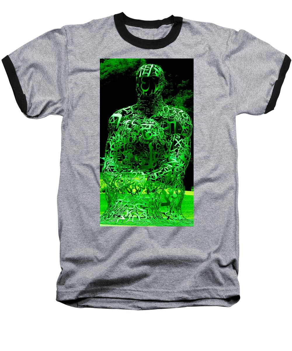 Sculpture Baseball T-Shirt featuring the photograph Man In Green by Eileen Brymer
