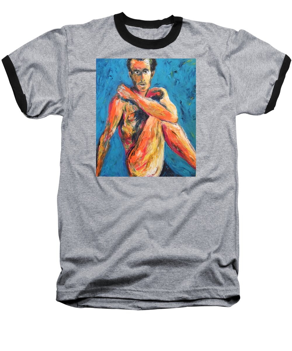 Man Power Baseball T-Shirt featuring the painting Man Power by Esther Newman-Cohen