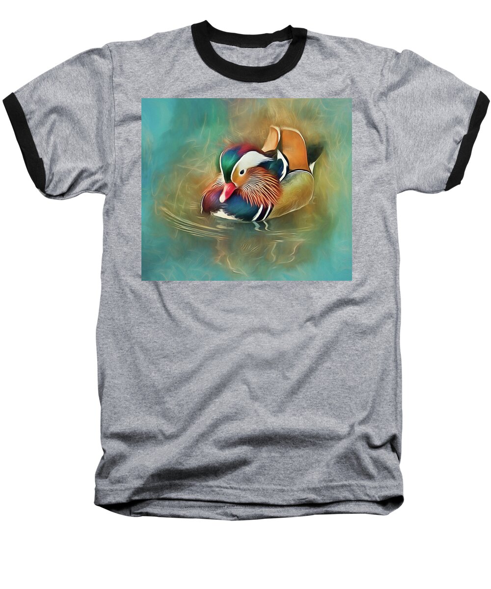 Mandarin Duck Baseball T-Shirt featuring the photograph Mandarin Duck by Brian Tarr
