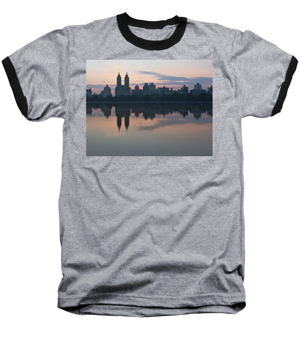 Manhattan Baseball T-Shirt featuring the photograph Manhattan at Night by Yvonne Wright