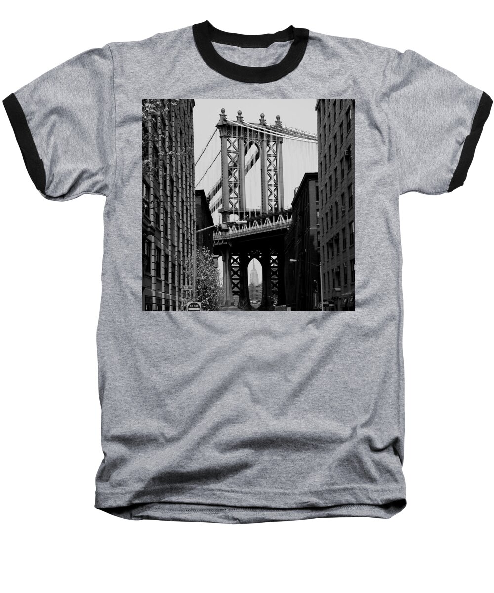 Manhattan Bridge Baseball T-Shirt featuring the photograph Manhattan Empire by Andrew Fare