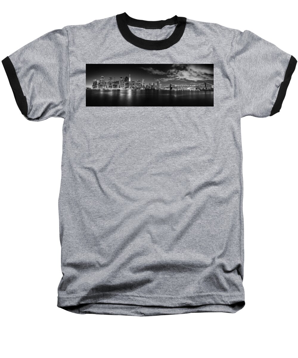 New York City Skyline Panorama Baseball T-Shirt featuring the photograph Fabulous Manhattan At Night by Az Jackson