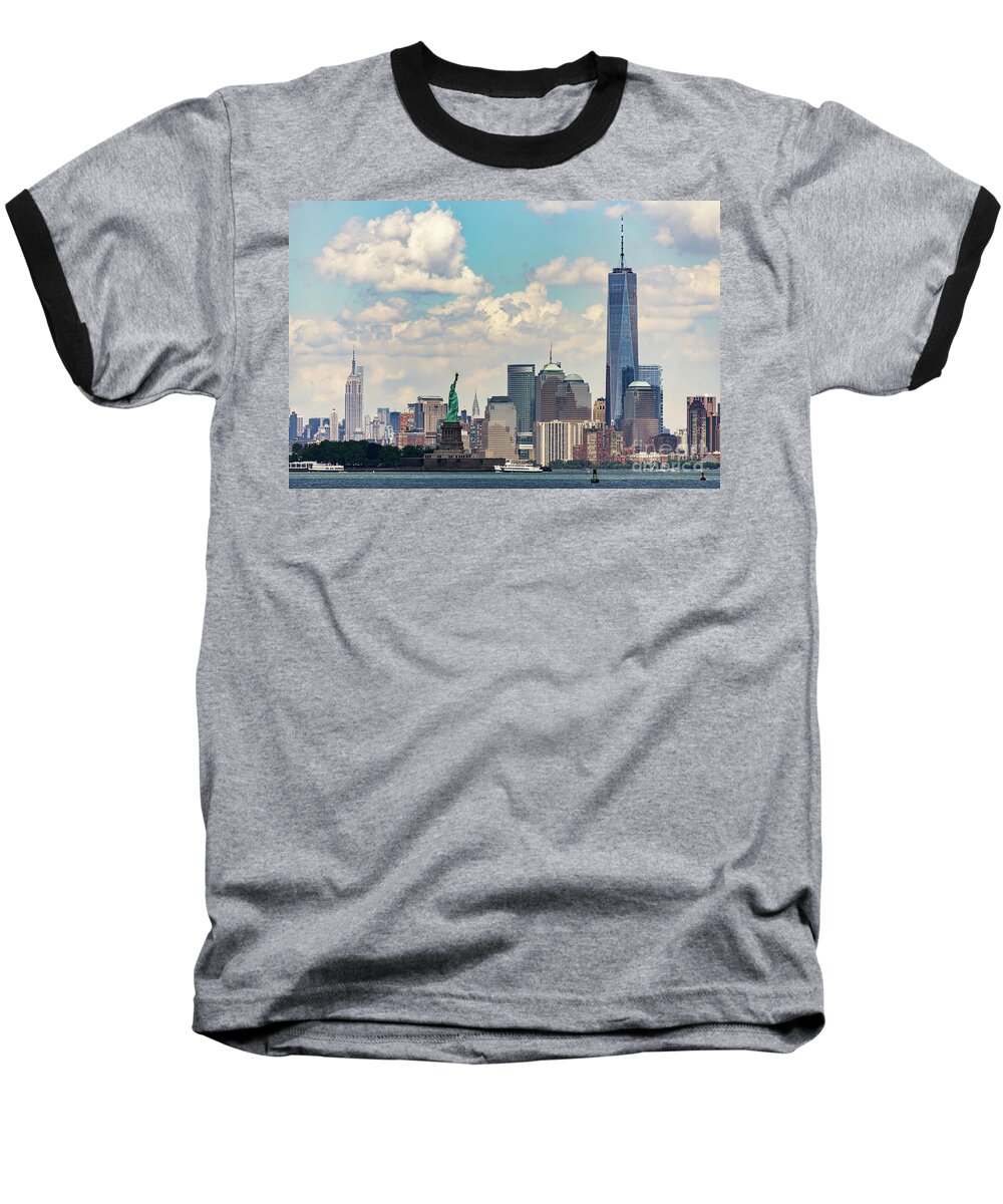Empire State Building Baseball T-Shirt featuring the photograph Manhattan Skyline by Zawhaus Photography