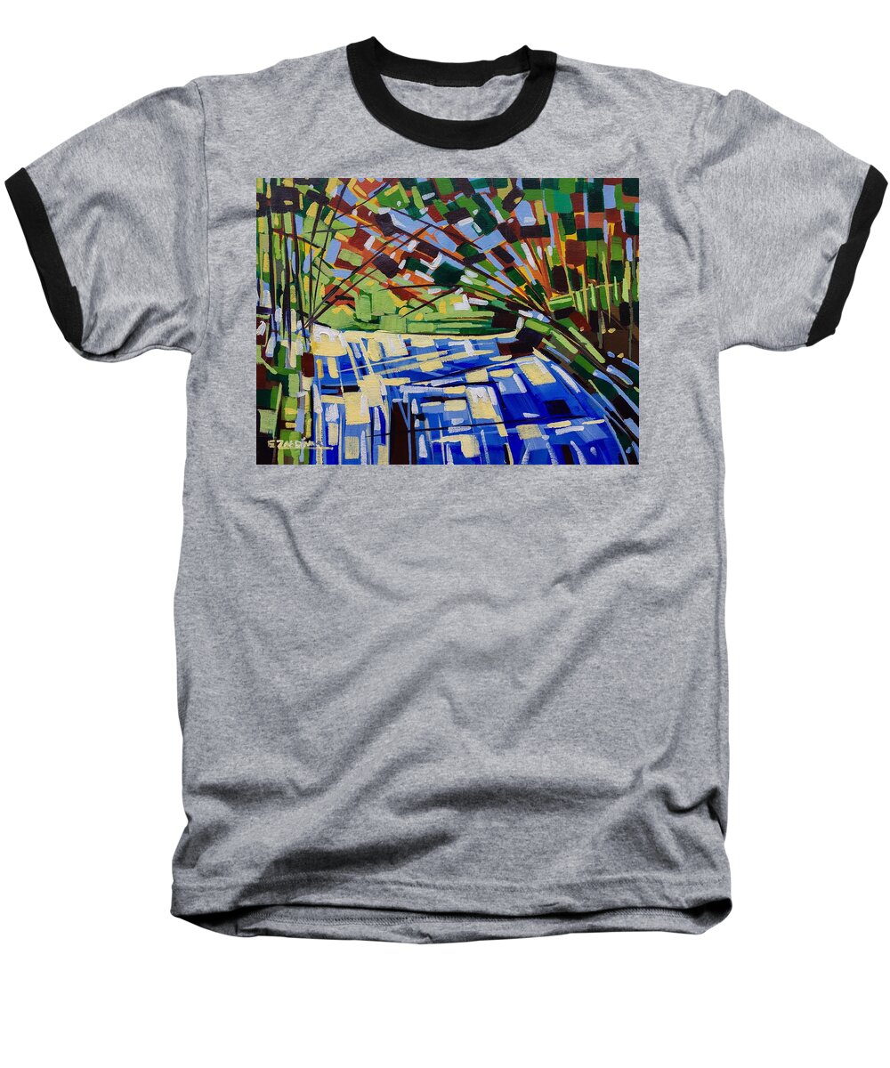 Waterfall Baseball T-Shirt featuring the painting Manifest light by Enrique Zaldivar