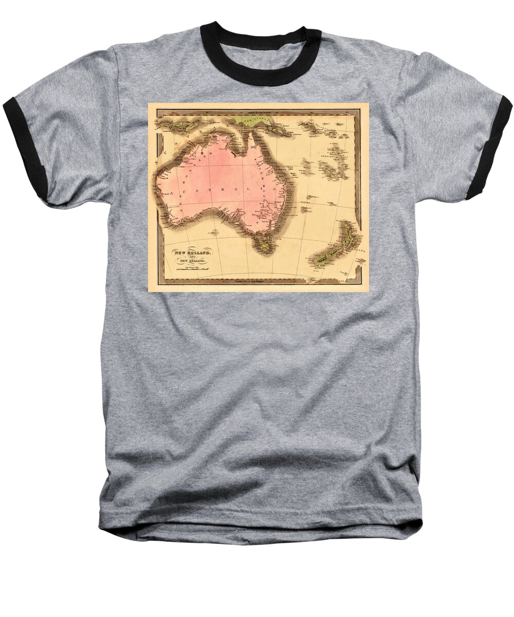 Map Of Australia Baseball T-Shirt featuring the photograph Map Of Australia 1840 by Andrew Fare