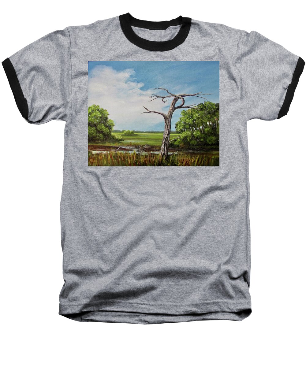 Island Baseball T-Shirt featuring the painting Marsh Sentinel by Marlyn Boyd
