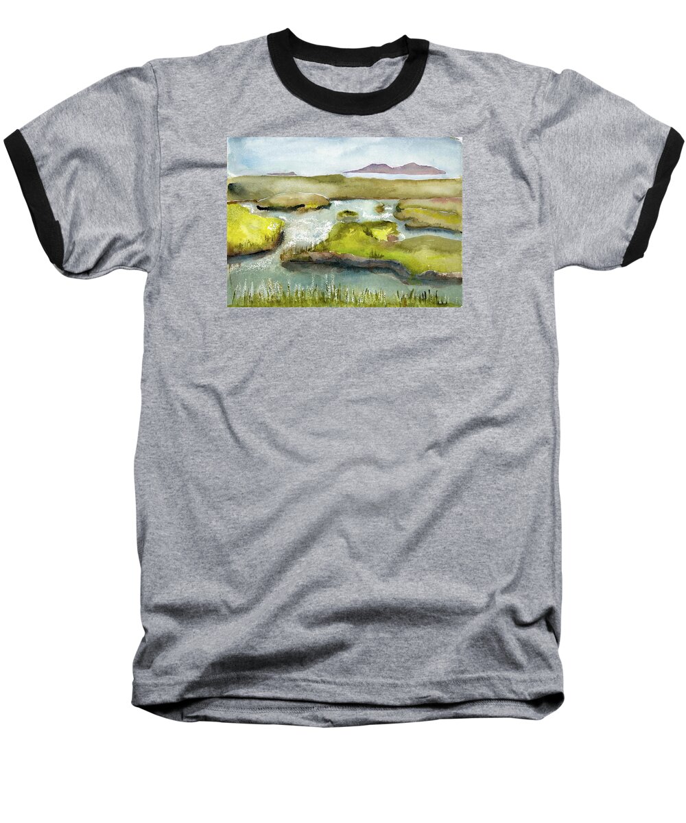  Baseball T-Shirt featuring the painting Marshes with Grash by Kathleen Barnes