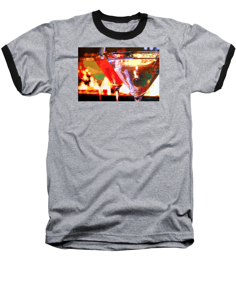 Martini Baseball T-Shirt featuring the painting Martinis by Lelia DeMello