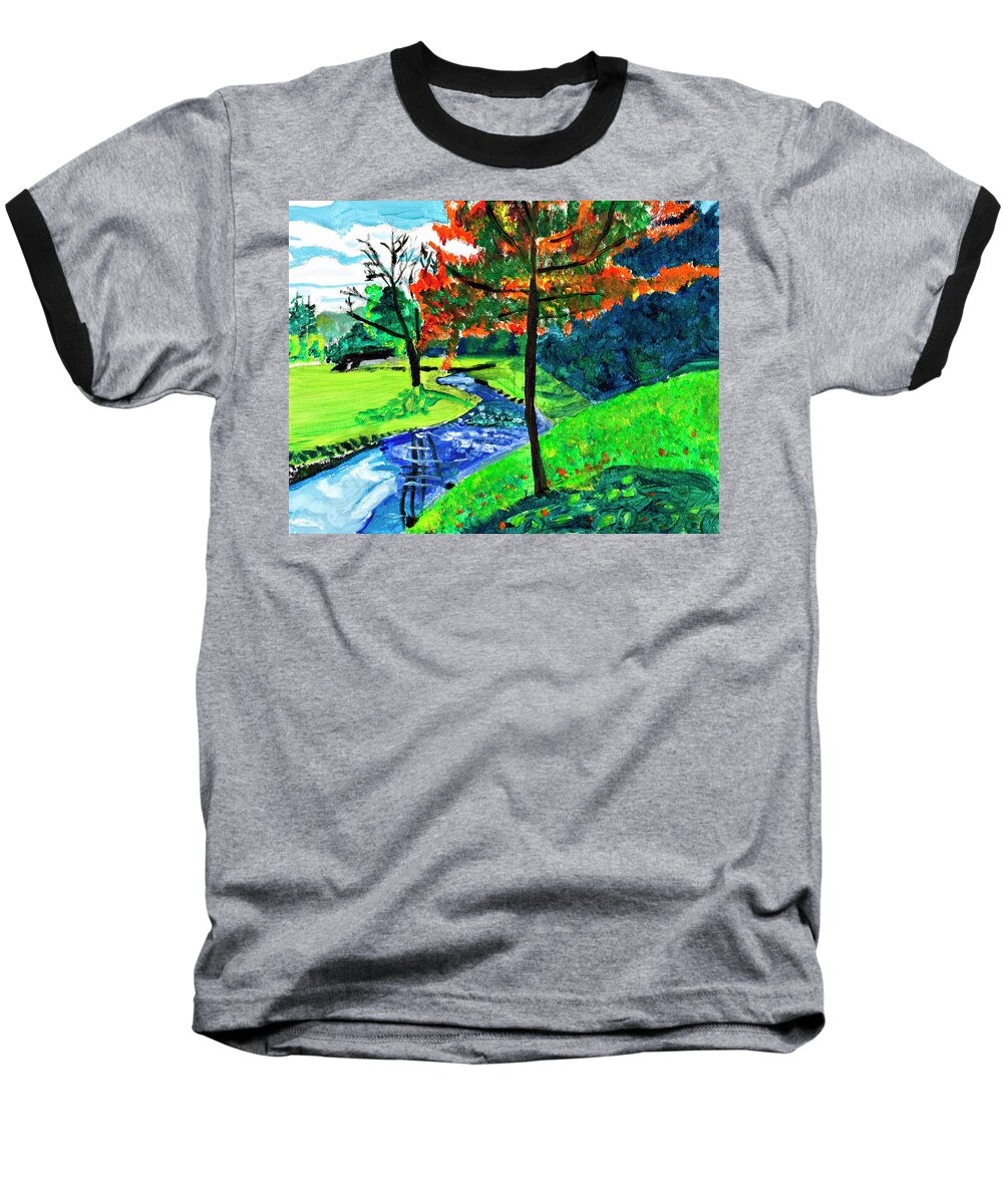 Trees Baseball T-Shirt featuring the painting Massillon Park by David Martin