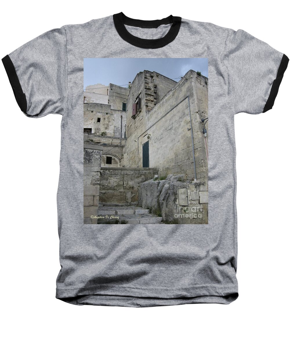 Cityscape Baseball T-Shirt featuring the photograph Matera Houses by Italian Art