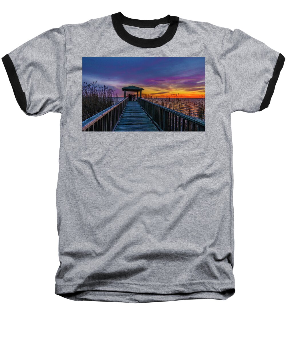 Sunrise Baseball T-Shirt featuring the photograph Mattamuskeet Lake by Donald Brown