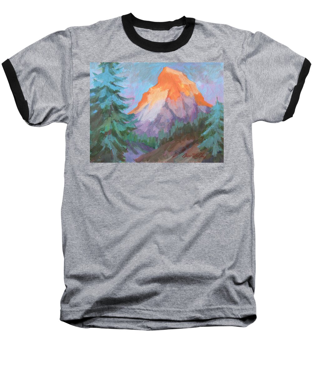 Matterhorn Baseball T-Shirt featuring the painting Matterhorn Sunrise by Diane McClary