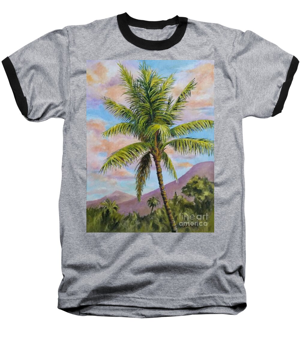 Landscape Baseball T-Shirt featuring the painting Maui Palm by William Reed