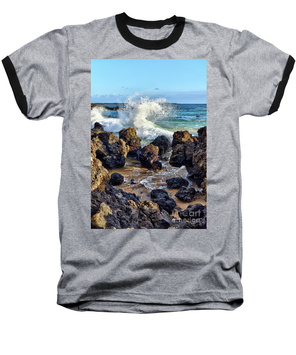 Maui Baseball T-Shirt featuring the photograph Maui Wave Crash by Eddie Yerkish