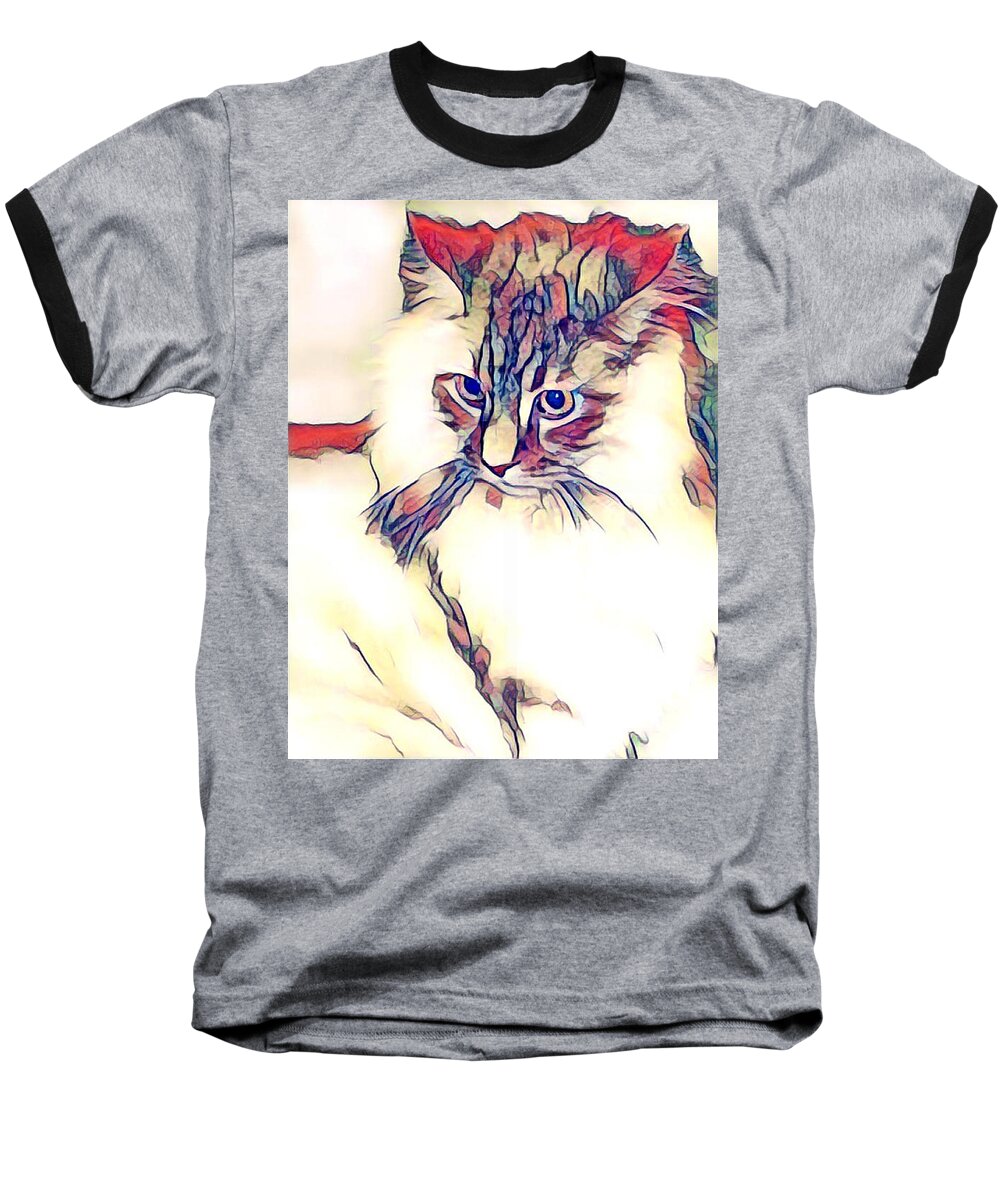 Maggie Vlazny Baseball T-Shirt featuring the digital art Max the Cat by Femina Photo Art By Maggie
