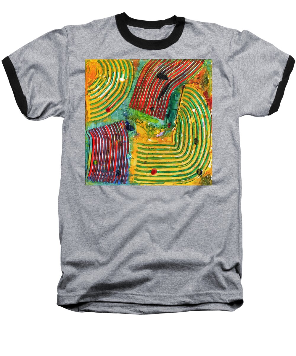 Maze Baseball T-Shirt featuring the painting Mazteca by Phil Strang
