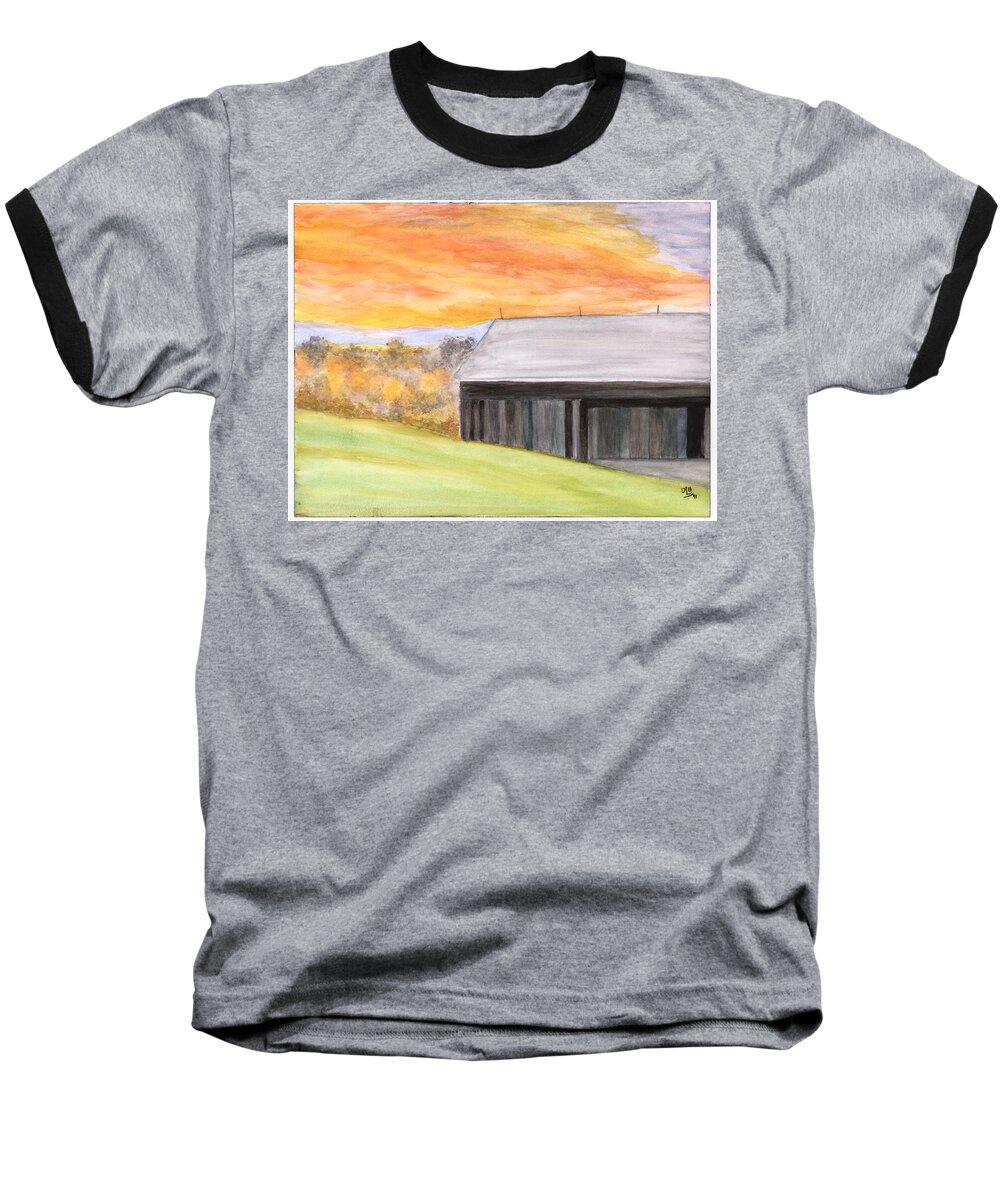 Farm Baseball T-Shirt featuring the painting McCready Farm by David Bartsch