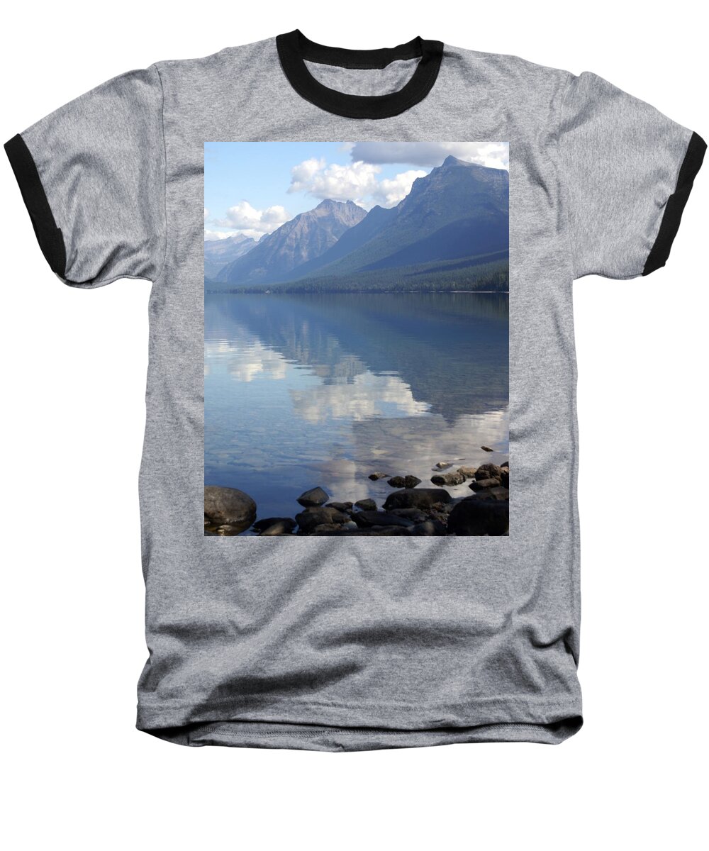 Lake Mcdonald Baseball T-Shirt featuring the photograph McDonald Reflection by Marty Koch