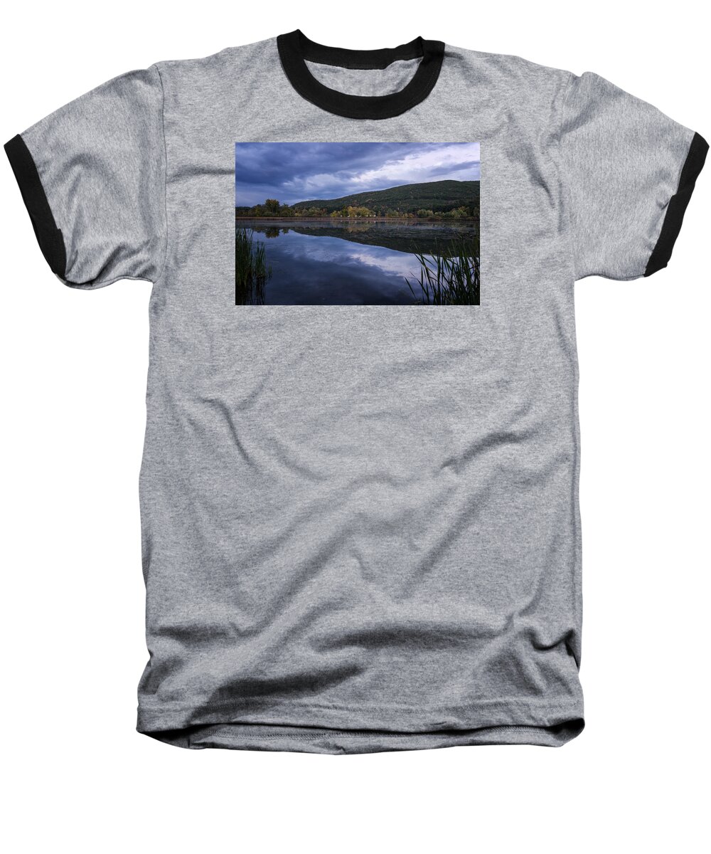 He Brattleboro Retreat Meadows Baseball T-Shirt featuring the photograph Meadows Dusk by Tom Singleton