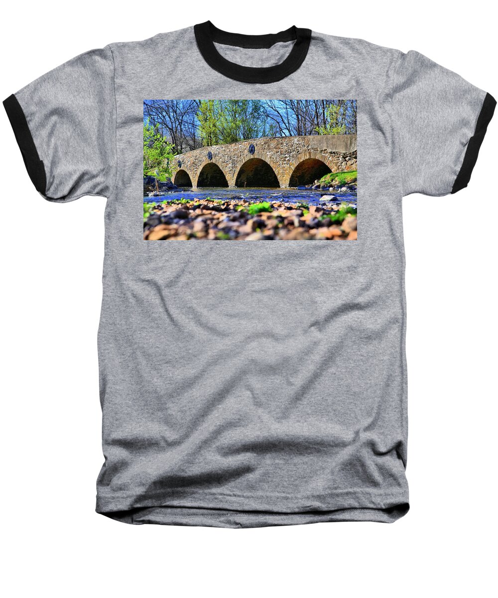 Crossing Baseball T-Shirt featuring the photograph Meadows Road Bridge by DJ Florek