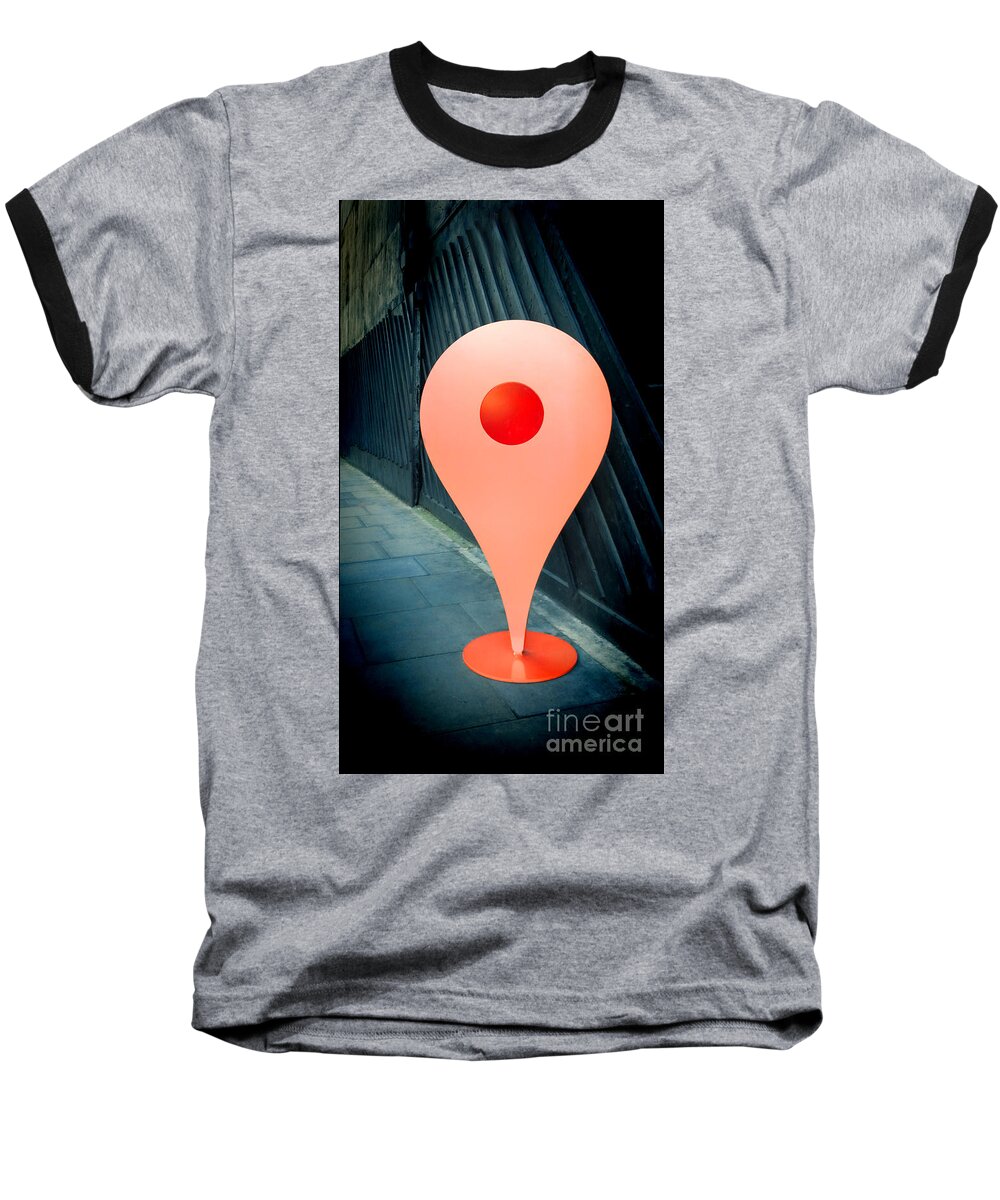 Location Sign Baseball T-Shirt featuring the photograph Meet Me by Jasna Buncic