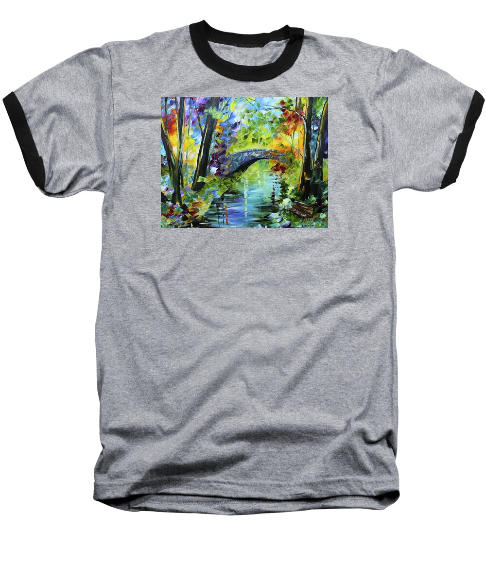 City Paintings Baseball T-Shirt featuring the painting Megan's Bridge by Kevin Brown