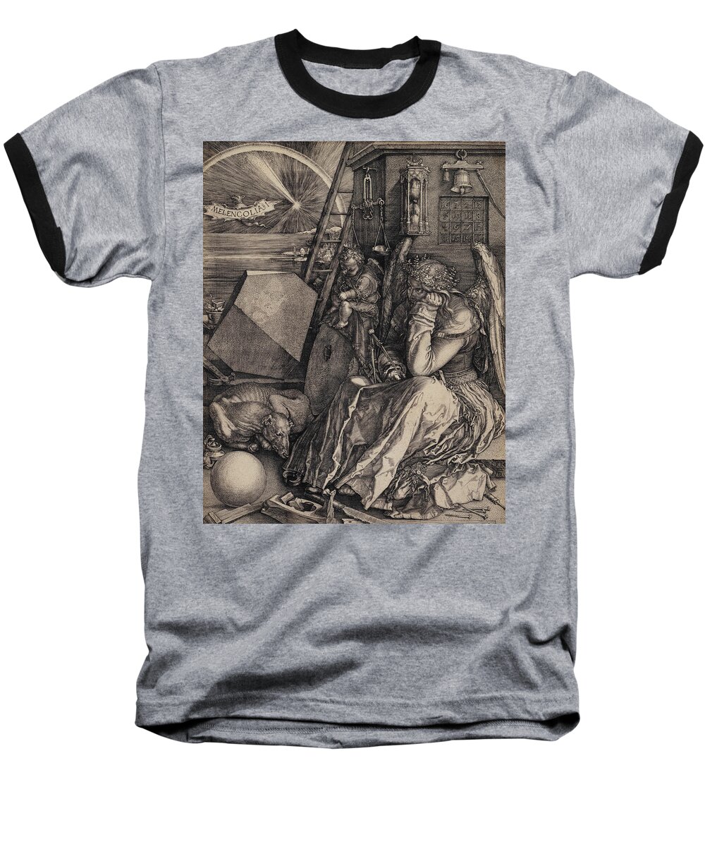 Albrecht Durer Baseball T-Shirt featuring the relief Melancolia I by Albrecht Durer
