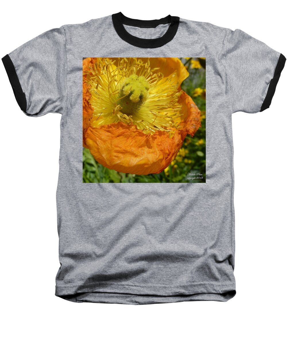 Flower Photograph Baseball T-Shirt featuring the photograph Mellow Yellow - signed by Michele Penn