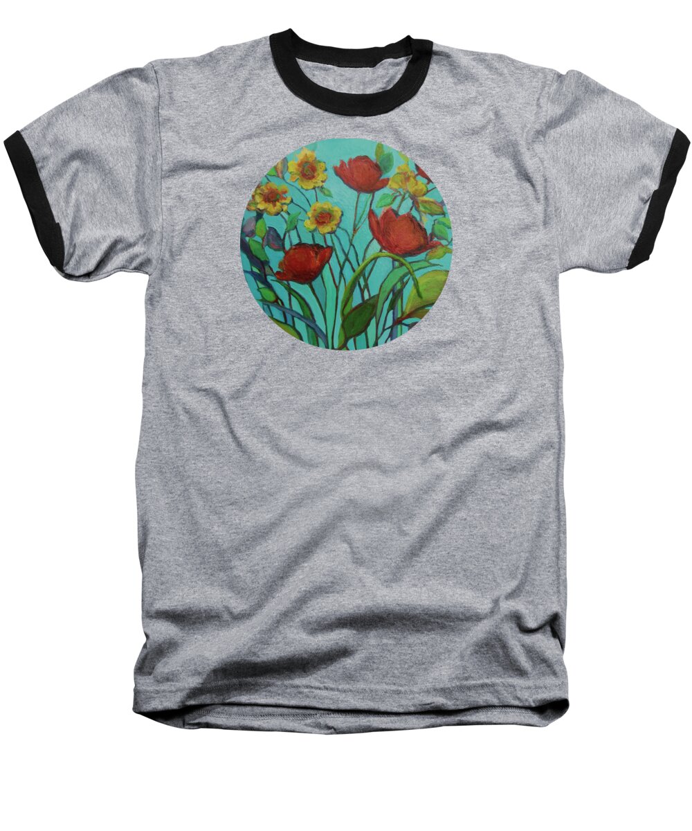 Contemporary Floral Painting Baseball T-Shirt featuring the painting Memories of the Meadow by Mary Wolf