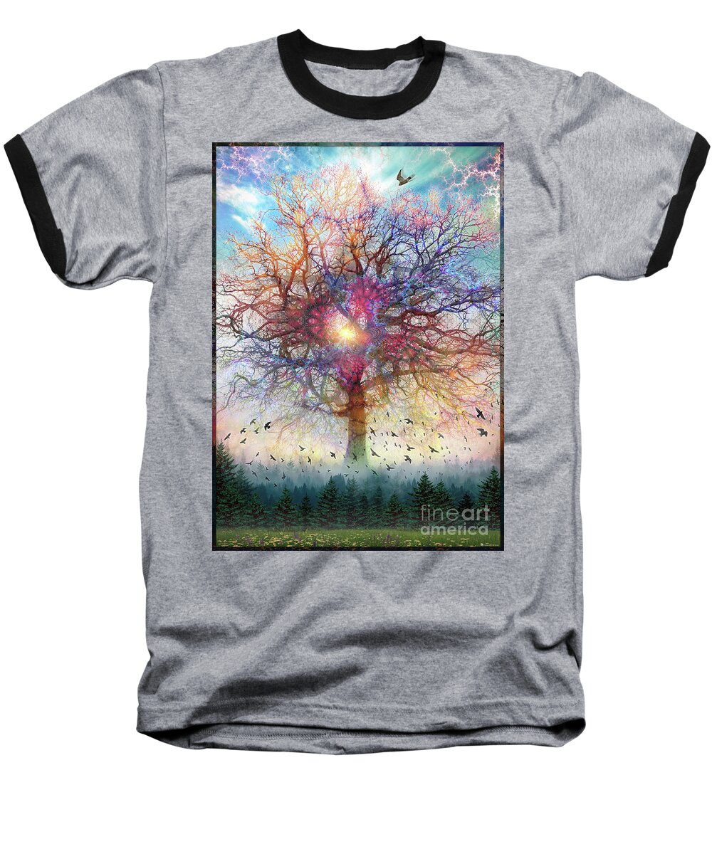  Tree Of Life Baseball T-Shirt featuring the digital art Memory of a Tree by Leonard Rubins